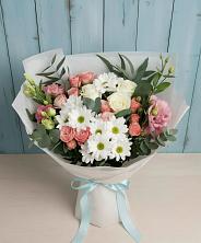 Букет цветов из:  Розы, Лизиантусы и Хризантемы в Невинномысске