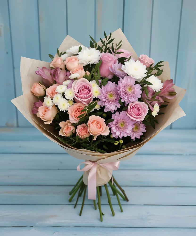 Букет цветов из: Хризантемы, Розы и Альстромерии в Невинномысске