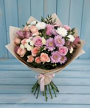 Букет цветов из:  Хризантемы, Розы и Альстромерии в Невинномысске