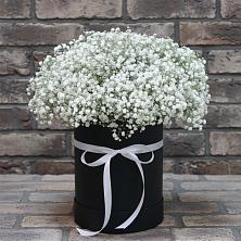 Цветочная композиция из Гипсофила в шляпной коробке в Невинномысске